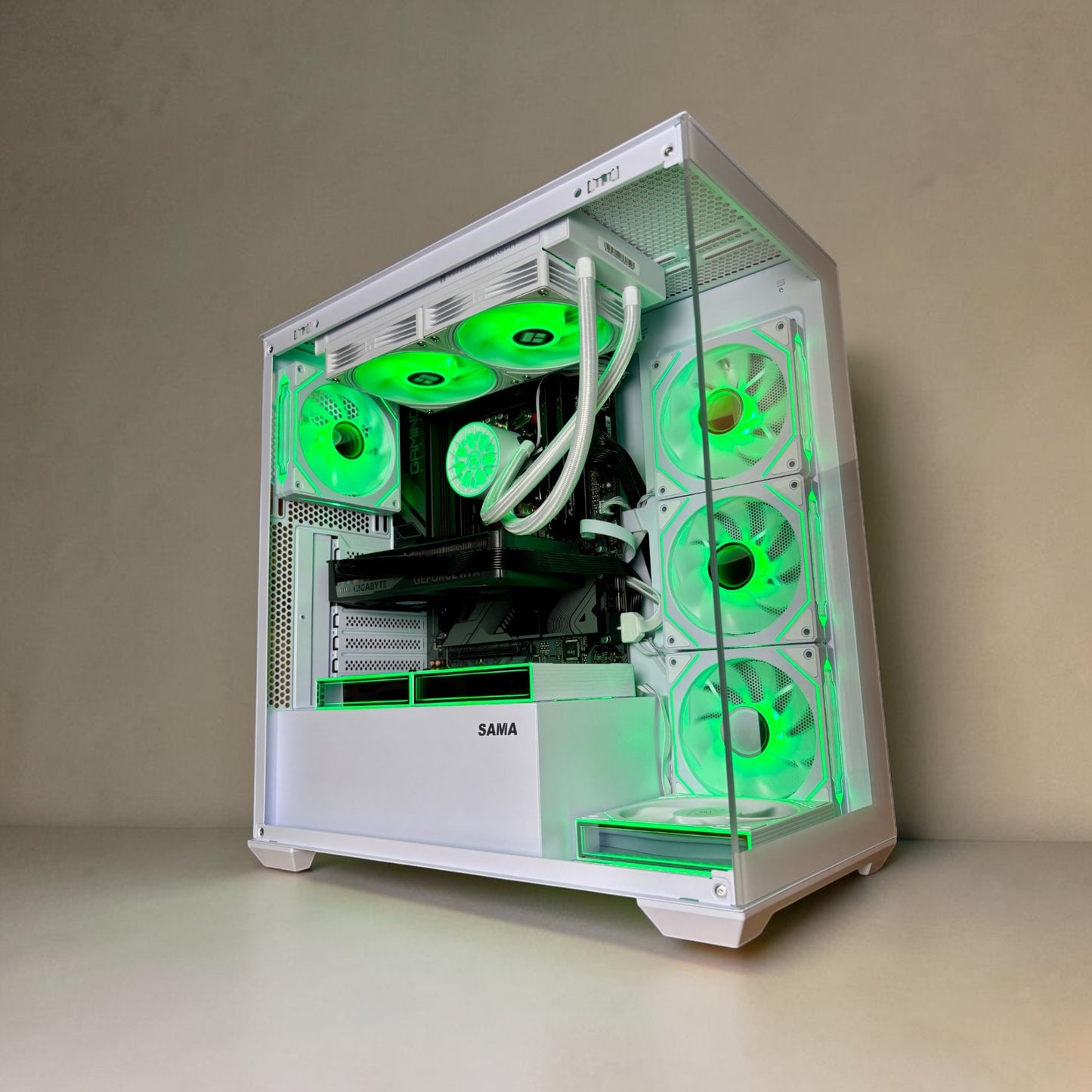 Ordinateur gaming blanc, RTX 5060TI 16GB, Ryzen 5 9600X, RAM DDR5, 1TB NVMe